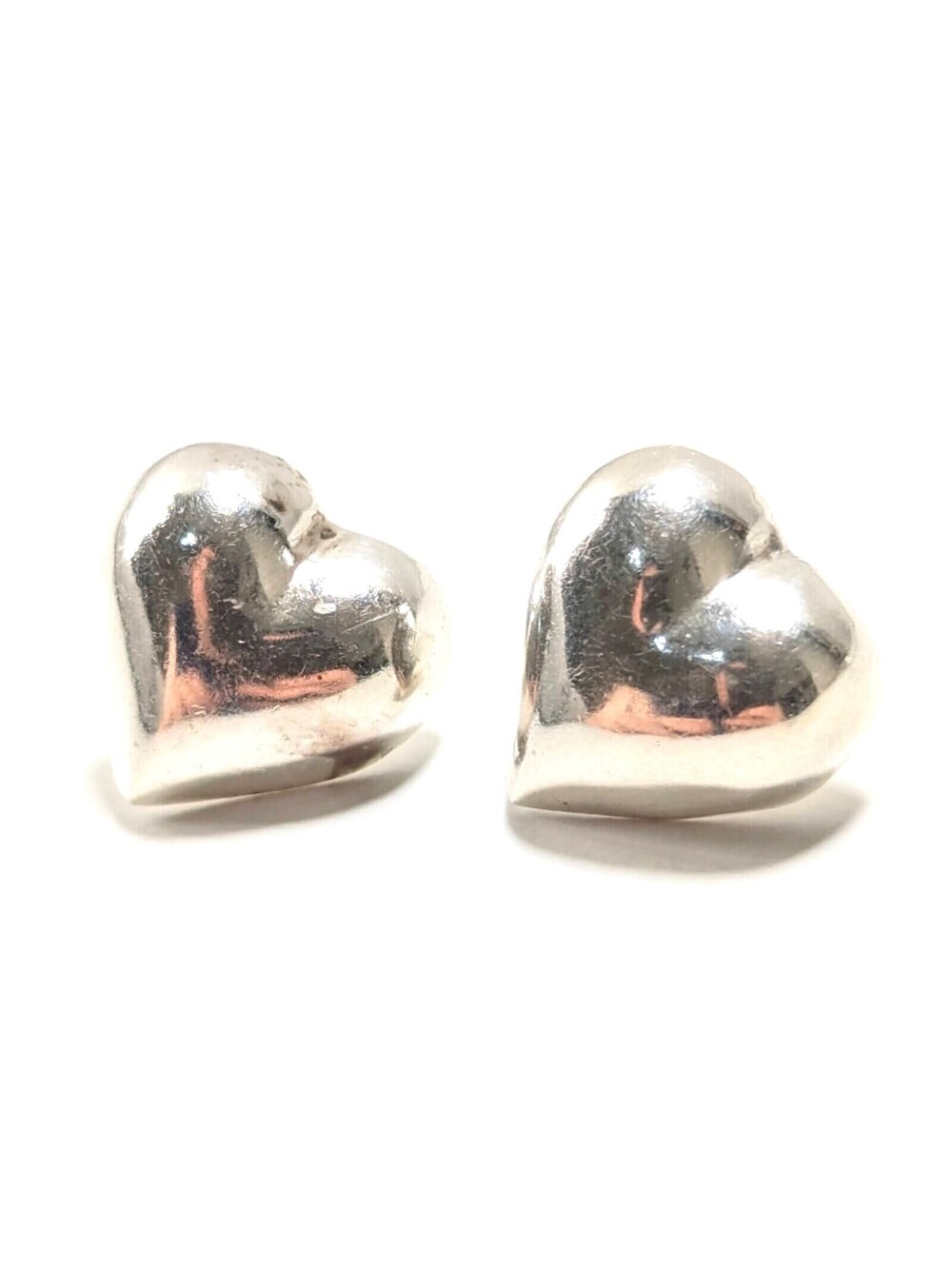 Sterling Silver - Unique Minimalist Heart Shaped Stud Earrings Everyday Use 2.9g